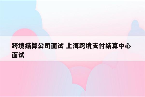 跨境结算公司面试 上海跨境支付结算中心 面试
