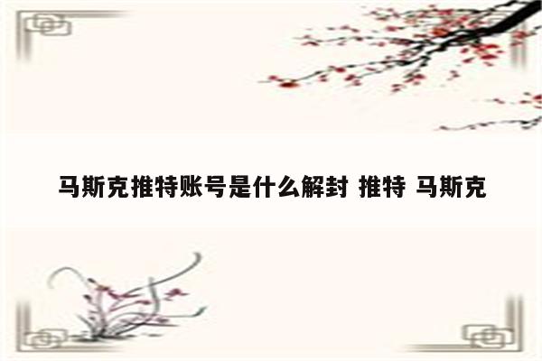 马斯克推特账号是什么解封 推特 马斯克