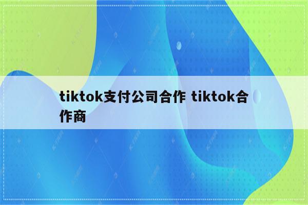 tiktok支付公司合作 tiktok合作商