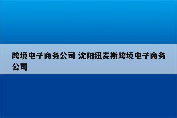 跨境电子商务公司 沈阳纽麦斯跨境电子商务公司