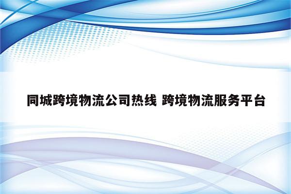 同城跨境物流公司热线 跨境物流服务平台