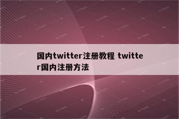 国内twitter注册教程 twitter国内注册方法