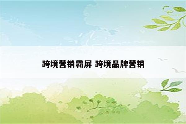 跨境营销霸屏 跨境品牌营销