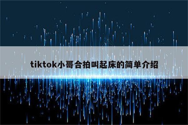 tiktok小哥合拍叫起床的简单介绍