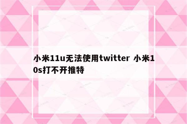 小米11u无法使用twitter 小米10s打不开推特