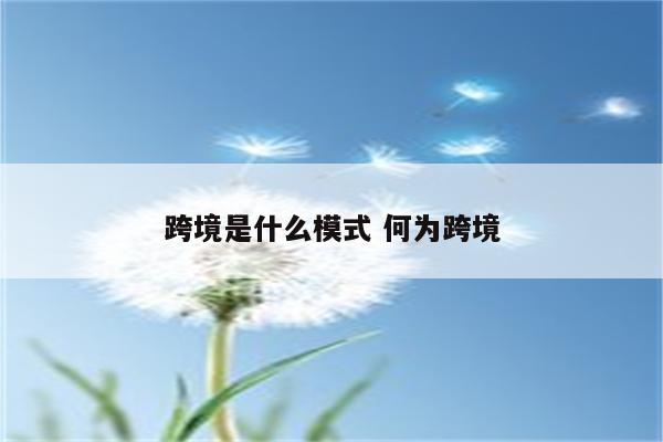 跨境是什么模式 何为跨境
