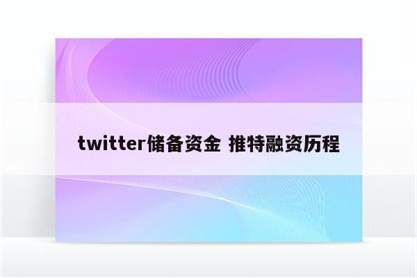 twitter储备资金 推特融资历程
