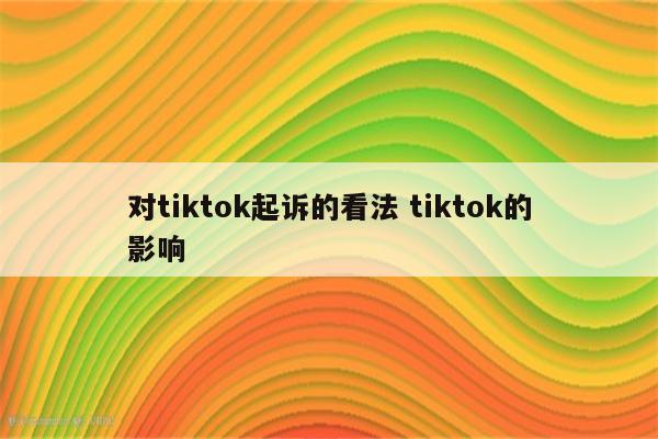 对tiktok起诉的看法 tiktok的影响