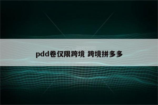 pdd卷仅限跨境 跨境拼多多