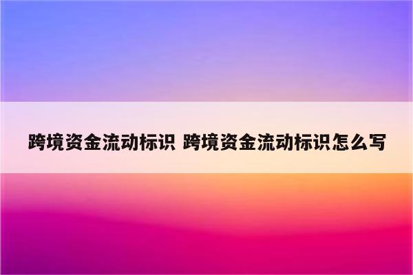 跨境资金流动标识 跨境资金流动标识怎么写