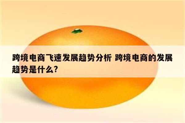 跨境电商飞速发展趋势分析 跨境电商的发展趋势是什么?