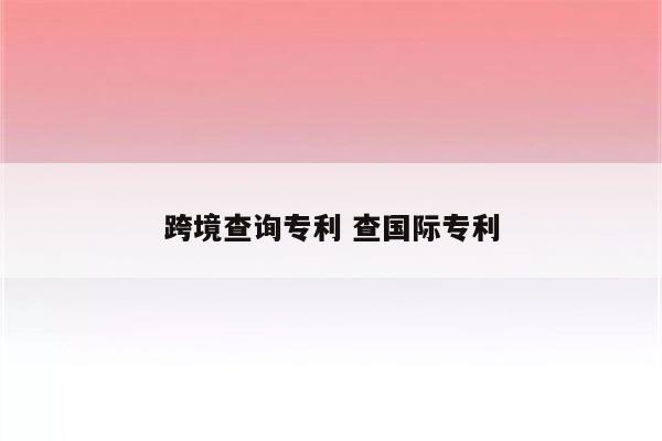 跨境查询专利 查国际专利