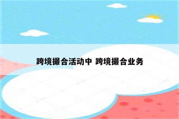跨境撮合活动中 跨境撮合业务