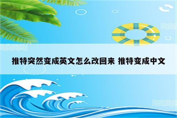 推特突然变成英文怎么改回来 推特变成中文