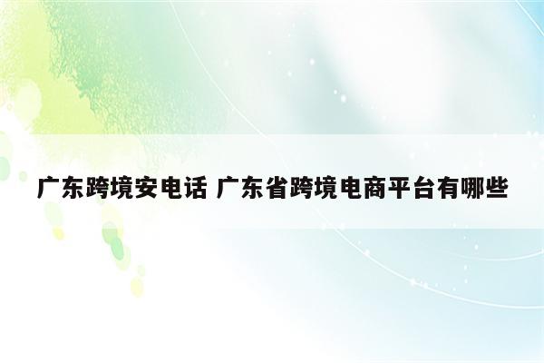 广东跨境安电话 广东省跨境电商平台有哪些