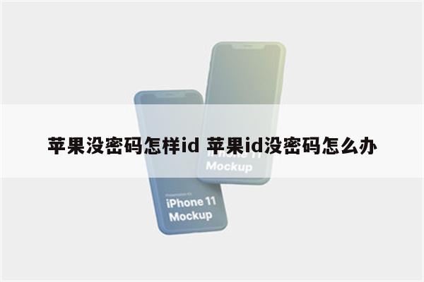 苹果没密码怎样id 苹果id没密码怎么办