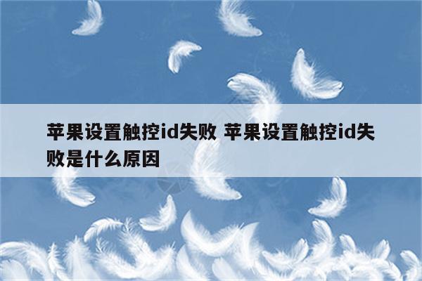 苹果设置触控id失败 苹果设置触控id失败是什么原因