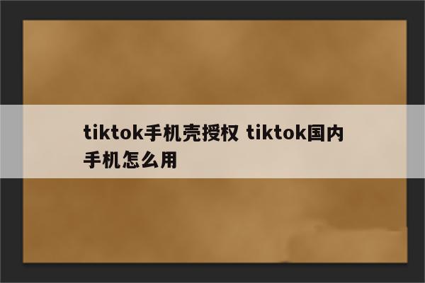 tiktok手机壳授权 tiktok国内手机怎么用