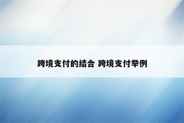 跨境支付的结合 跨境支付举例