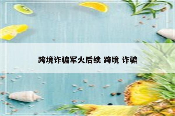 跨境诈骗军火后续 跨境 诈骗