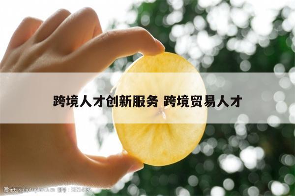 跨境人才创新服务 跨境贸易人才