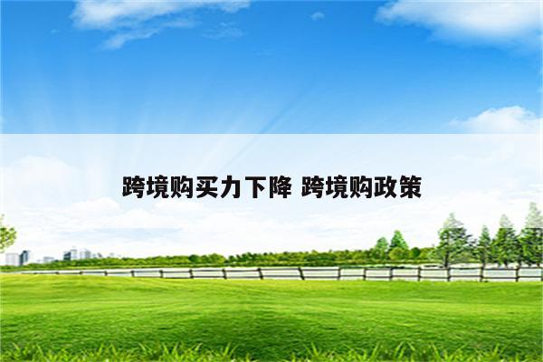 跨境购买力下降 跨境购政策