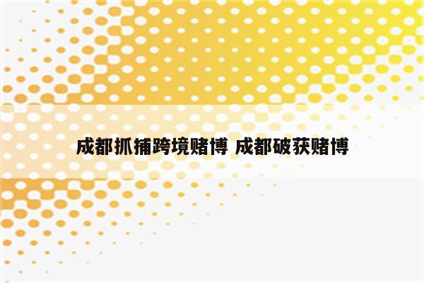 成都抓捕跨境赌博 成都破获赌博
