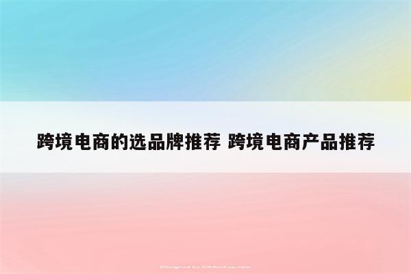 跨境电商的选品牌推荐 跨境电商产品推荐
