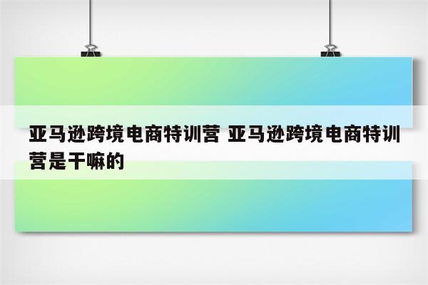 亚马逊跨境电商特训营 亚马逊跨境电商特训营是干嘛的