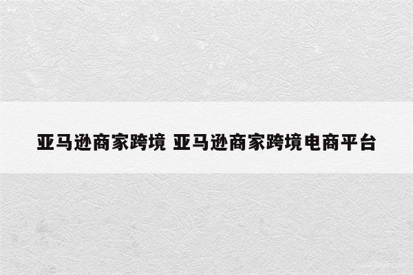 亚马逊商家跨境 亚马逊商家跨境电商平台