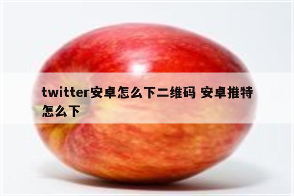 twitter安卓怎么下二维码 安卓推特怎么下