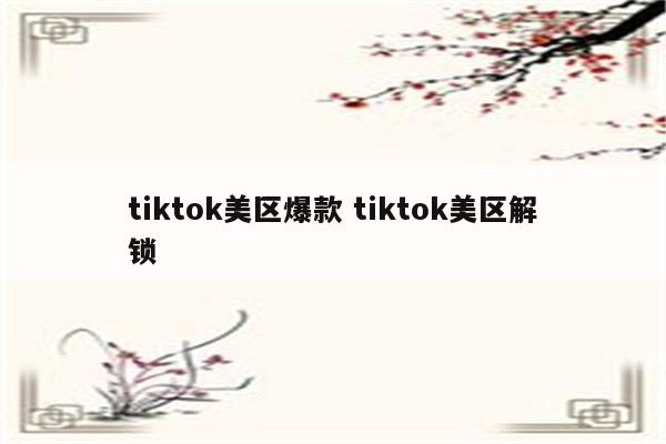 tiktok美区爆款 tiktok美区解锁