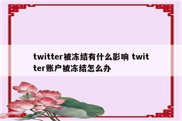 twitter被冻结有什么影响 twitter账户被冻结怎么办