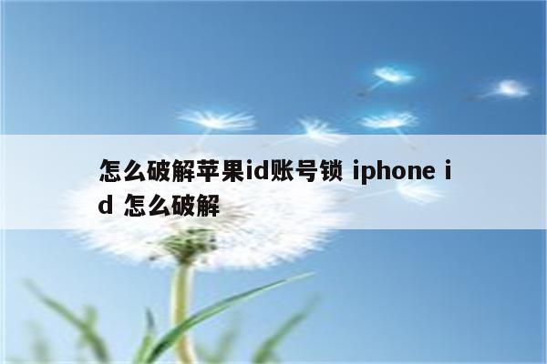 怎么破解苹果id账号锁 iphone id 怎么破解
