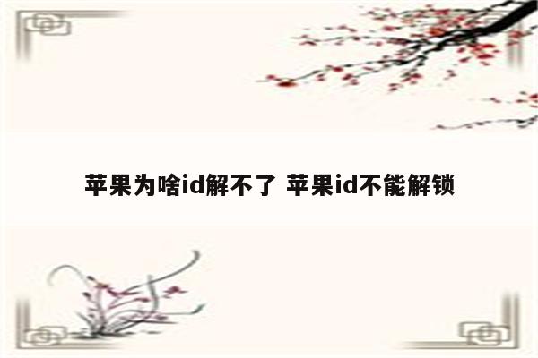 苹果为啥id解不了 苹果id不能解锁