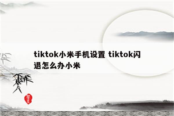 tiktok小米手机设置 tiktok闪退怎么办小米