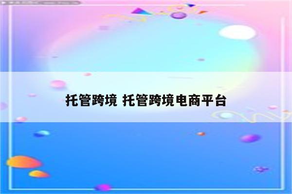 托管跨境 托管跨境电商平台