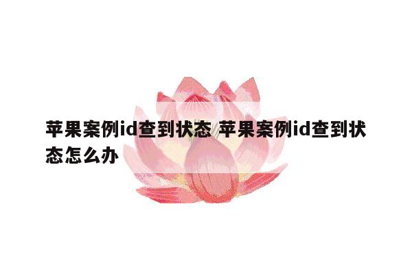 苹果案例id查到状态 苹果案例id查到状态怎么办