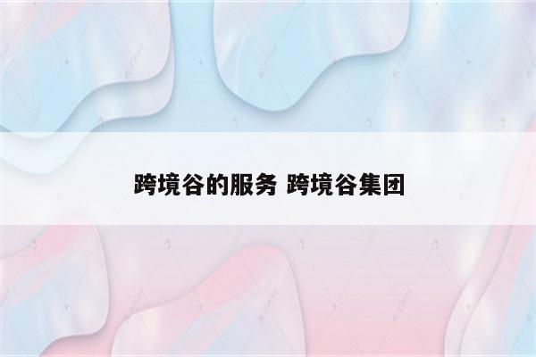 跨境谷的服务 跨境谷集团