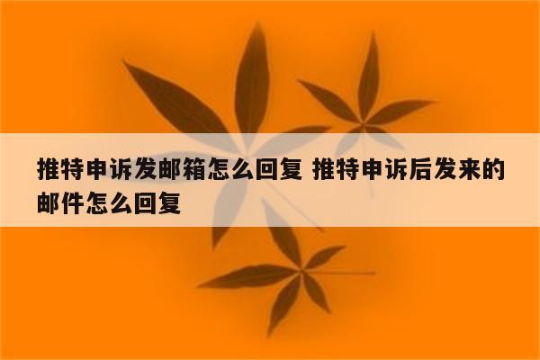 推特申诉发邮箱怎么回复 推特申诉后发来的邮件怎么回复