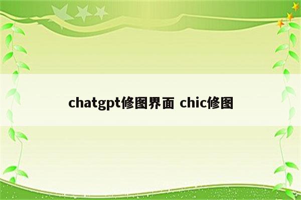 chatgpt修图界面 chic修图
