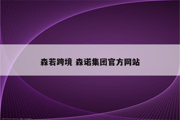 森若跨境 森诺集团官方网站