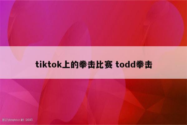 tiktok上的拳击比赛 todd拳击