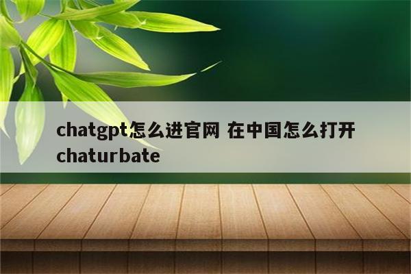 chatgpt怎么进官网 在中国怎么打开chaturbate