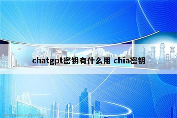 chatgpt密钥有什么用 chia密钥