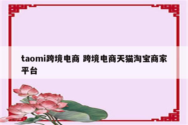taomi跨境电商 跨境电商天猫淘宝商家平台