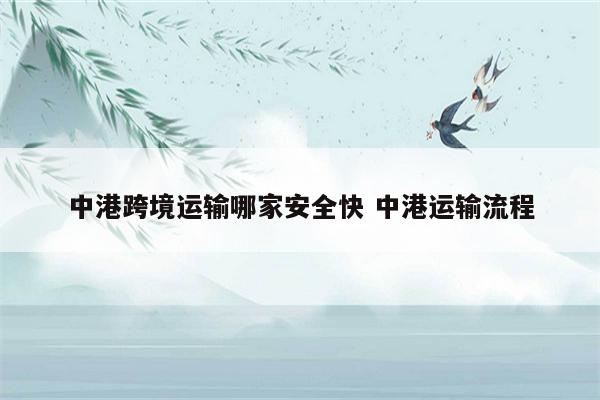 中港跨境运输哪家安全快 中港运输流程