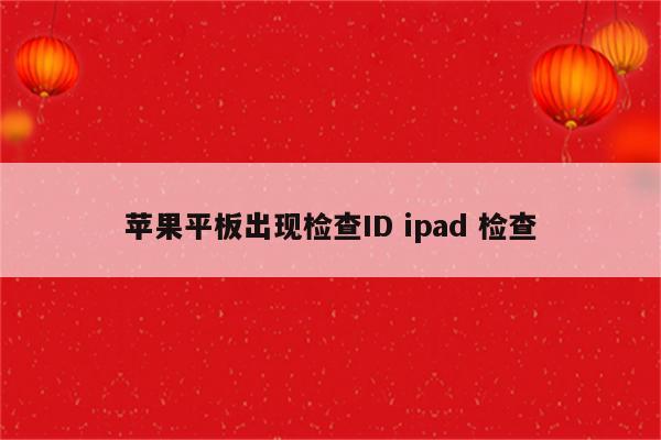 苹果平板出现检查ID ipad 检查