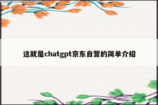 这就是chatgpt京东自营的简单介绍