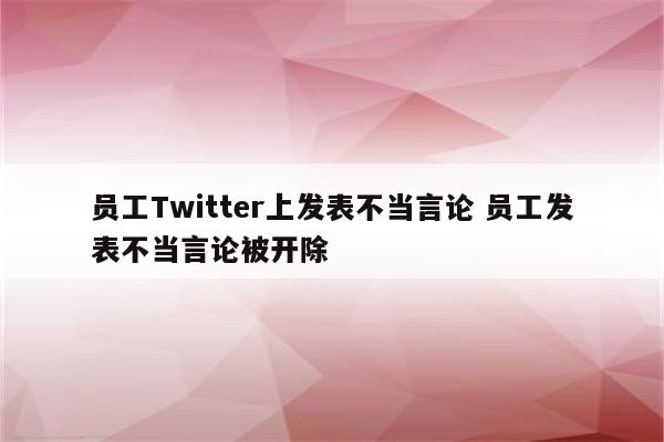 员工Twitter上发表不当言论 员工发表不当言论被开除